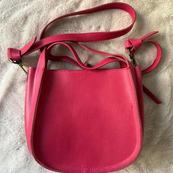 NWT Madewell The Sydney Leather Crossbody Bag Rosy Hibiscus Pink 🌺 - Picture 6 of 12